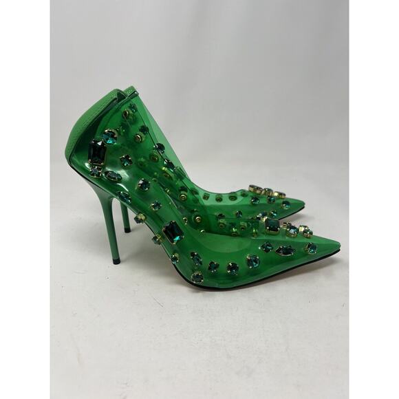 Good American Jeweled Emma Heel Summer Green size 8.5 - Picture 9 of 10